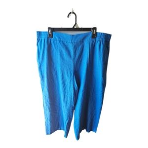 Nine West Soft Blue Pull On High Rise Cropped Linen Blend Pants Size XXL
